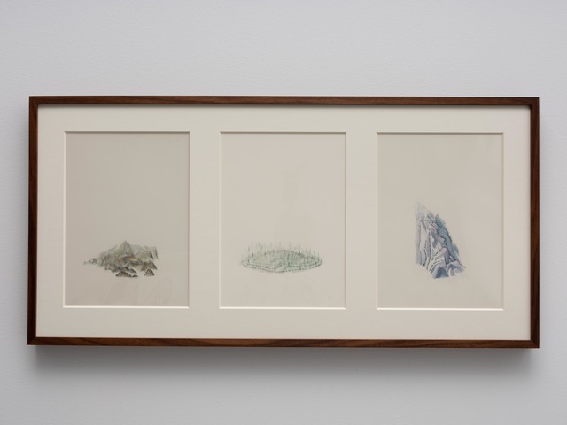 Johannes Heldén, ‘Untitled Islands (XIII-XV)’, 2019, Painting, Watercolours, pigment print on film, museum glass, walnut frame, Cecilia Hillström Gallery