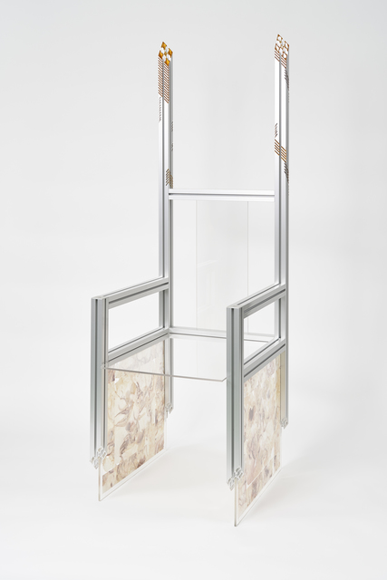 Elliott Jun Wright, ‘Huanghuali Chair I’, 2019, Sculpture, Anodized aluminum, inkjet on Suminagashi paper, acrylic, Empty Gallery
