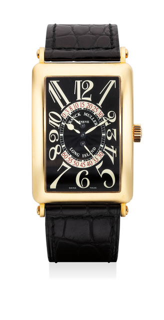 Frank Muller, ‘An attractive yellow gold wristwatch with retrograde seconds, power reserve indication, certificate and Box’, Circa 2002, Phillips
