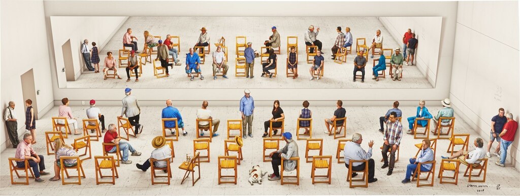 David Hockney - Pictured Gathering with Mirror