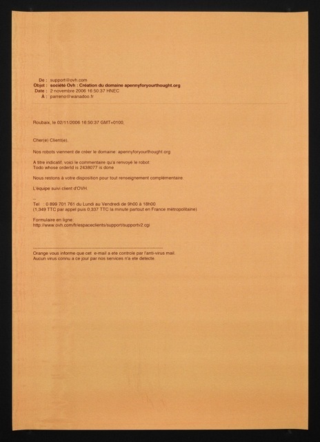 Philippe Parreno, ‘A Penny For Your Thoughts, Website, 2006’, 2013, Pilar Corrias Gallery