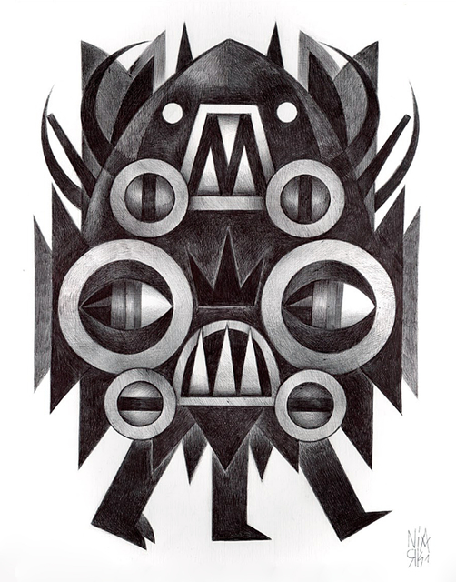 Niark1 Sebastien Feraut, ‘Dark Walker #5’, 2018, Drawing, Collage or other Work on Paper, Ballpoint pen on paper 350g/m, Saguaro Gallery