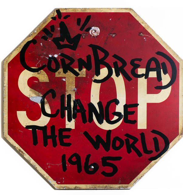 Cornbread, ‘Cornbread Change The World Stop Sign’, 2021, Painting, Acrylic paint on a retired street sign, Paradigm Gallery + Studio