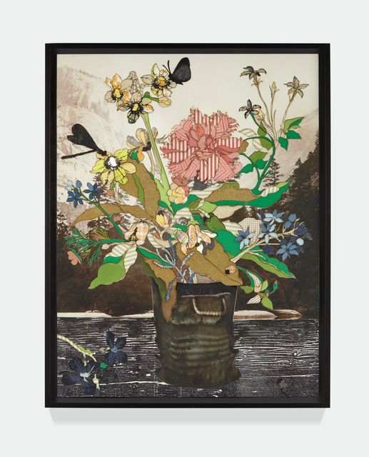 Matthew Day Jackson, ‘Bouquet in a Glass Vase (Amsterdam)’, 2018, Mixed Media, Textile, silkscreen, watercolor, woodblock print, pigment print on paper, Para Site Benefit Auction