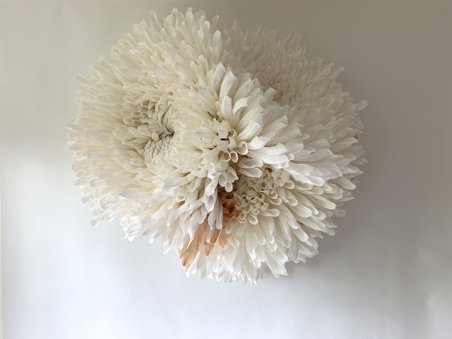 Tiffanie Turner, ‘Three Chrysanthemums’, 2020, Sculpture, Paper mâché, Italian crepe paper, glue, stain, wire, wood rods, Eleanor Harwood Gallery