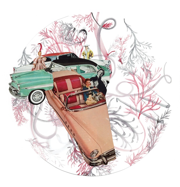 Laura Dunkin-Hubby, ‘Drive-In in Pink’, 2018, Drawing, Collage or other Work on Paper, Collage & Watercolor on Paper, Gallery 1202