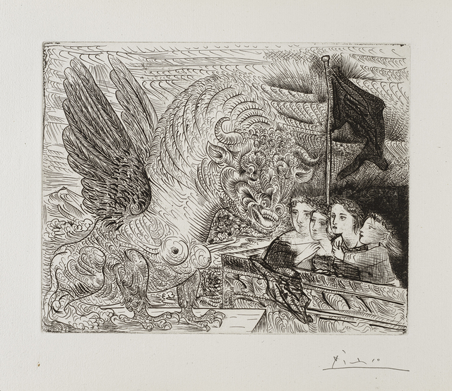 Pablo Picasso, ‘'Harpye à tête de Taureau, et quatre petites Filles sur une Tour surmontée d'un Drapeau noir' from the 'Suite Vollard'’, 1931, Frederick Mulder