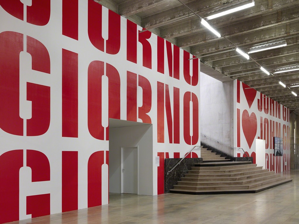 Installation view of "Ugo Rondinone: I Love John Giorno" at Palais de Tokyo, Paris (2015-2016) Photo: André Morin Installation view of "Ugo Rondinone: I Love John Giorno" at Palais de Tokyo, Paris (2015-2016) Photo: André Morin