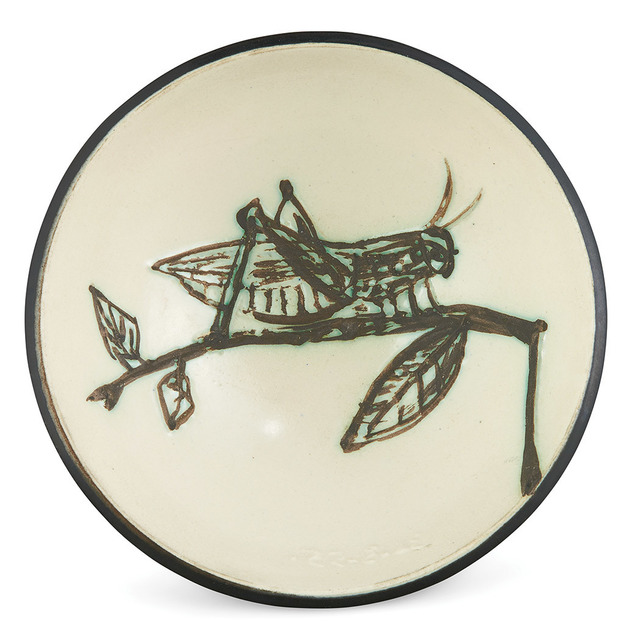Pablo Picasso, ‘Grasshopper Sur Une Branche (A.R. 258)’, 1955, Other, Painted and partially glazed white ceramic bowl, Doyle