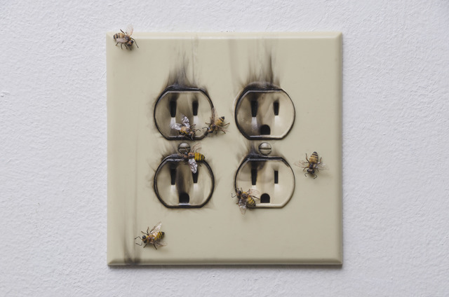 Sarah Perry, ‘Where There's Smoke’, 2015, Sculpture, Handmade bees, outlet, smoke, sealants & mixed media, Koplin Del Rio