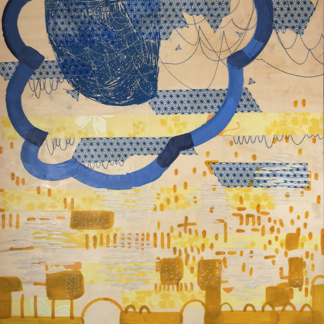 Amber George, ‘Where Hope and Joy Meet’, 2020, Painting, Encaustic and vintage fabric on wood panel, Susan Eley Fine Art