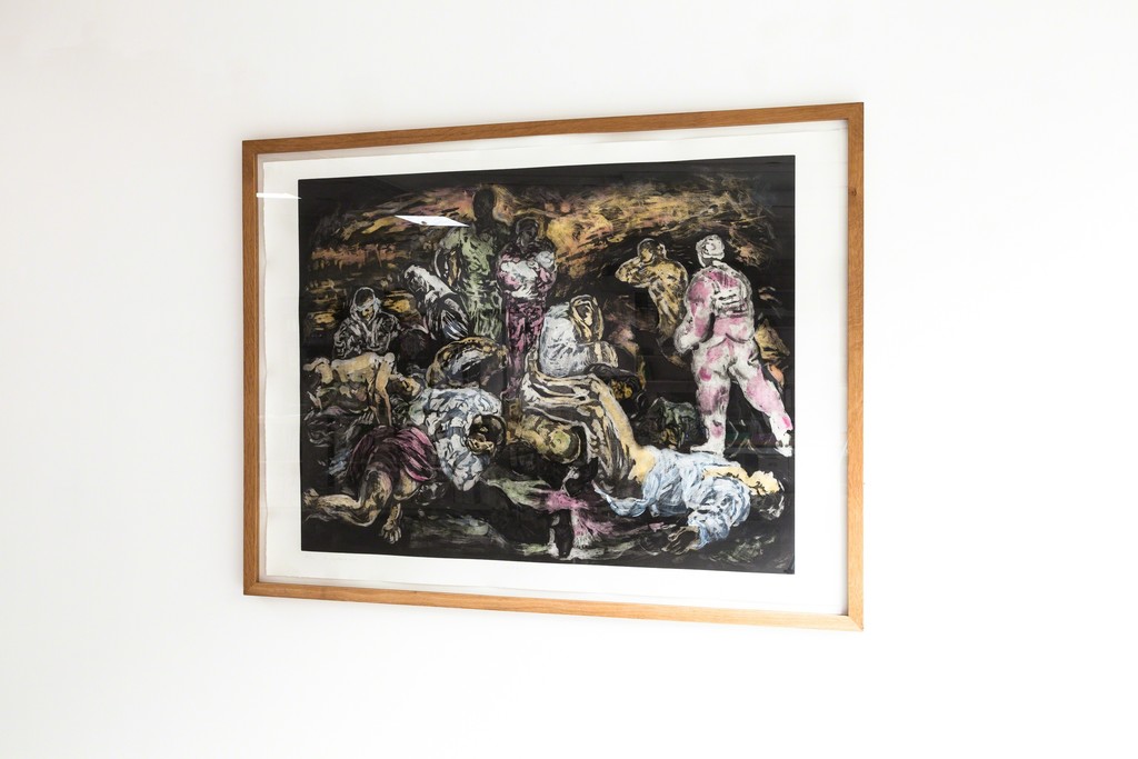 exhibition view: „Arabesque“, etching painted over, 100 x 150 cm, Stijn Peeters | image: ©dasesszimmer exhibition view: „Arabesque“, etching painted over, 100 x 150 cm, Stijn Peeters | image: ©dasesszimmer