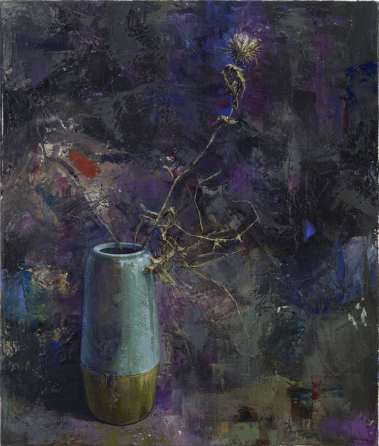 Katrin Brause a.k.a. Heichel, ‘Vase mit Distel’, 2018, Painting, Oil on canvas, Josef Filipp Galerie