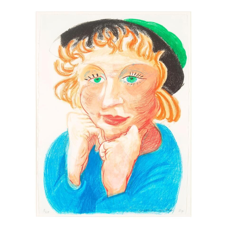 David Hockney - Celia with Green Hat, from Moving Focus (MCAT 268)