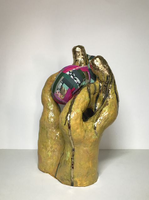 Ak Jansen, ‘Ceramic and textile sculpture: 'No. 5'’, 2019, Sculpture, Ceramic, glaze, 14 karat gold, fabric, thread, Ivy Brown Gallery