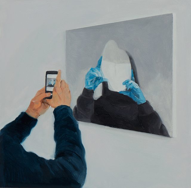 Ruxue Zhang, ‘Blue Gloves 4’, 2019, Painting, Oil on Panel, CULT | Aimee Friberg Exhibitions
