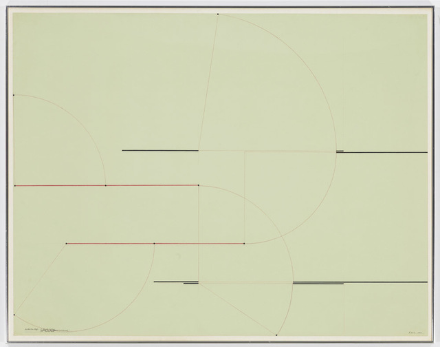 Barry Le Va, ‘Installation Study (4 Length Section)’, 1973, Drawing, Collage or other Work on Paper, Drawing on green paper, David Nolan Gallery