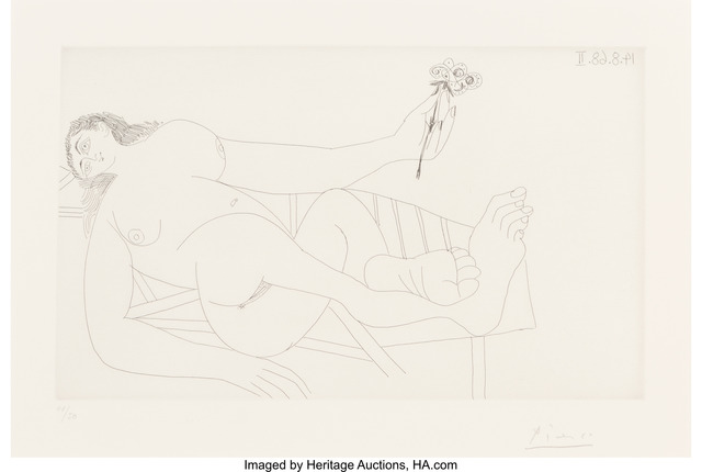 Pablo Picasso, ‘Femme à la Fleur sur un Transat, from La Série 347’, 1968, Heritage Auctions