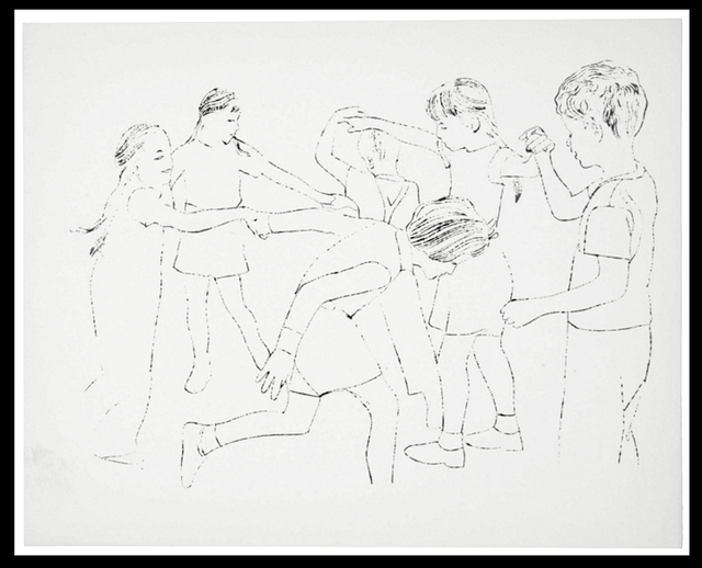 Andy Warhol, ‘Children Playing Ring Around the Rosie, Happy December’, 1956, Print, Photolithograph on paper, Woodward Gallery