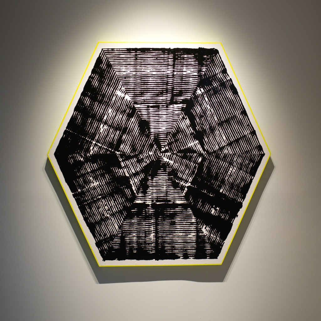Jason REVOK
Kundalini (Hexagon) Loop Painting , 2016
Synthetic polymer and oil enamel on canvas
72 x 72 in
(182.88h x 182.88w cm) Jason REVOK
Kundalini (Hexagon) Loop Painting , 2016
Synthetic polymer and oil enamel on canvas
72 x 72 in
(182.88h x 182.88w cm)