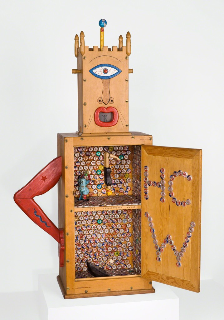 H.C. Westermann, "Memorial to the Idea of Man If He Was an Idea," 1958, pine, bottle caps, cast-tin toys, glass, metal, brass, ebony, and enamel, 56 1/2 x 48 x 14 1/4 inches, Museum of Contemporary Art Chicago, Susan and Lewis Manilow Collection of Chicago Artists, 1993.34 H.C. Westermann, "Memorial to the Idea of Man If He Was an Idea," 1958, pine, bottle caps, cast-tin toys, glass, metal, brass, ebony, and enamel, 56 1/2 x 48 x 14 1/4 inches, Museum of Contemporary Art Chicago, Susan and Lewis Manilow Collection of Chicago Artists, 1993.34