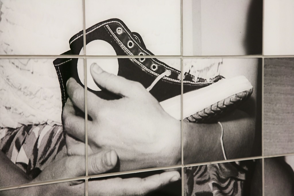 Missing boy, 2015, b/w photography, glass, metal, 108,5 x 225 x 15 cm, detail, exhibition view at Klemm's, Berlin 2015 Missing boy, 2015, b/w photography, glass, metal, 108,5 x 225 x 15 cm, detail, exhibition view at Klemm's, Berlin 2015