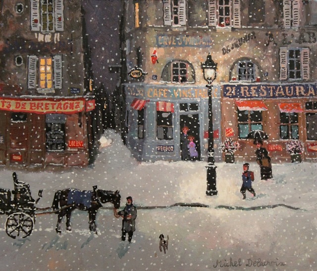 Michel Delacroix, ‘Rue de Bretagne, soir de neige’, Painting, Acrylic on Board, Hugo Galerie