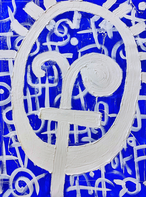 Victor Ekpuk, ‘Composition in Blue 1 ’, 2019, Aicon Gallery