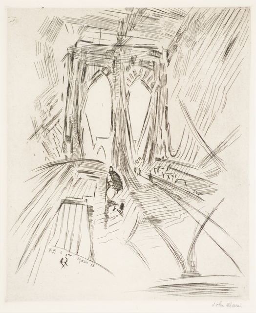 John Marin (1870-1953), ‘Brooklyn Bridge No. 6 (Swaying)’, 1913, Print, Etching (framed), Rago/Wright