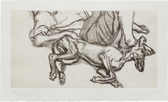 Lucian Freud, ‘Pluto’, 1988, Print, Etching and drypoint with hand-colouring in grey watercolour, on Somerset Satin paper, with full margins, Phillips