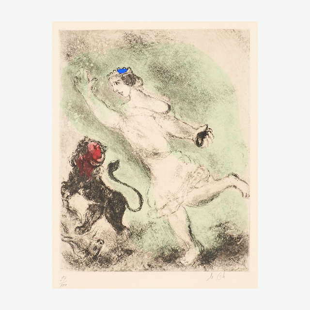 Marc Chagall, ‘David et le Lion from the Bible series’, 1958, Print, Etching with hand-coloring (framed), Rago/Wright