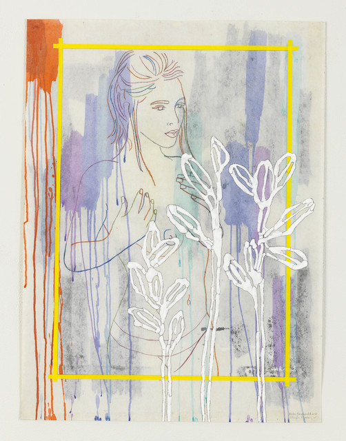 Ghada Amer & Reza Farkhondeh, ‘Moulin Jaune’, 2017, Drawing, Collage or other Work on Paper, Acrylic, pencil and tape on pellon, Goodman Gallery