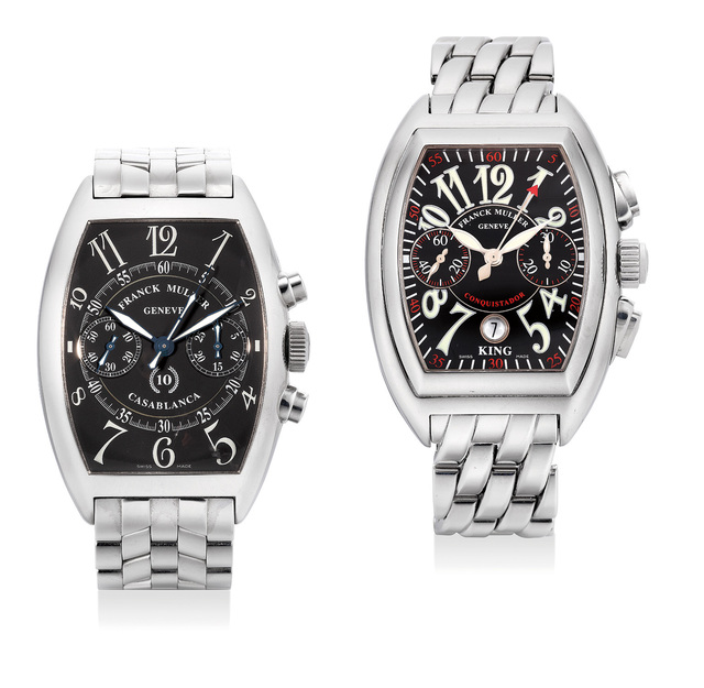 Frank Muller, ‘A lot of two stainless steel chronograph wristwatches with bracelets and presentation boxes’, Both circa 2004, Phillips