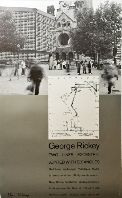 George Rickey, ‘Two Lines Excentric Jointed with Six Angles’, 1986, Print, Limited Edition Offset Lithograph (Hand Signed and Numbered). Unframed., Alpha 137 Gallery