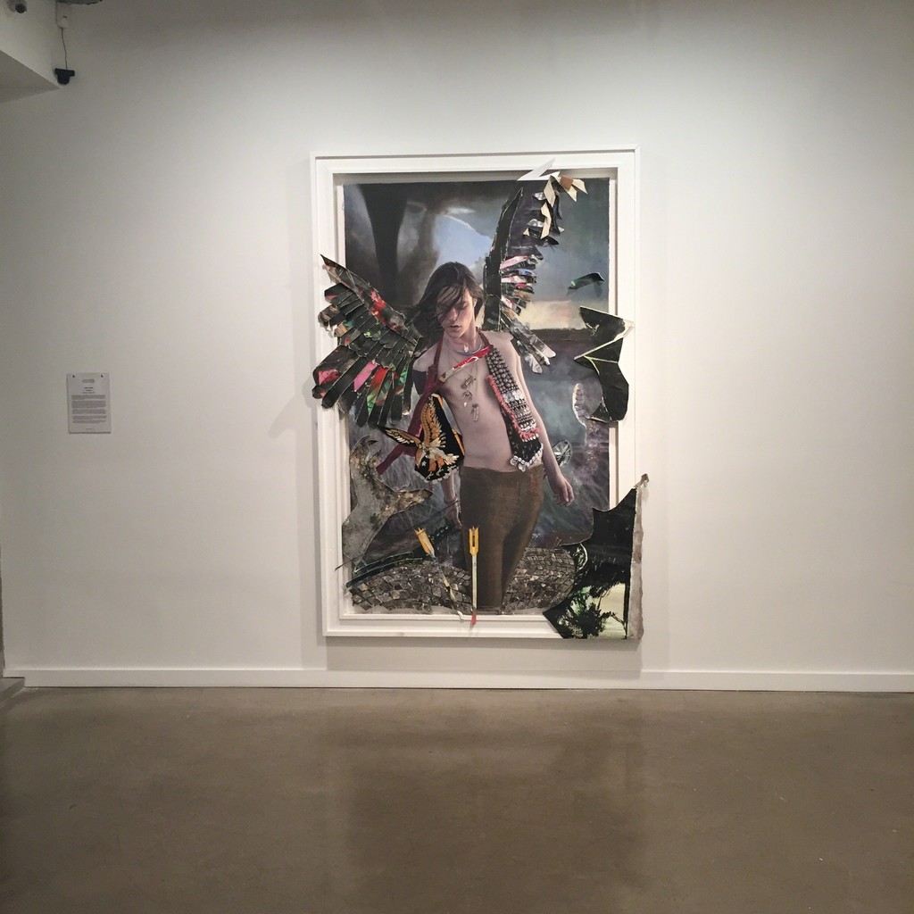 "Down Dragon" 2015, Oil & mixed media on found paintings over panel
96 x 65 in / 243.8 x 165.1 cm "Down Dragon" 2015, Oil & mixed media on found paintings over panel
96 x 65 in / 243.8 x 165.1 cm