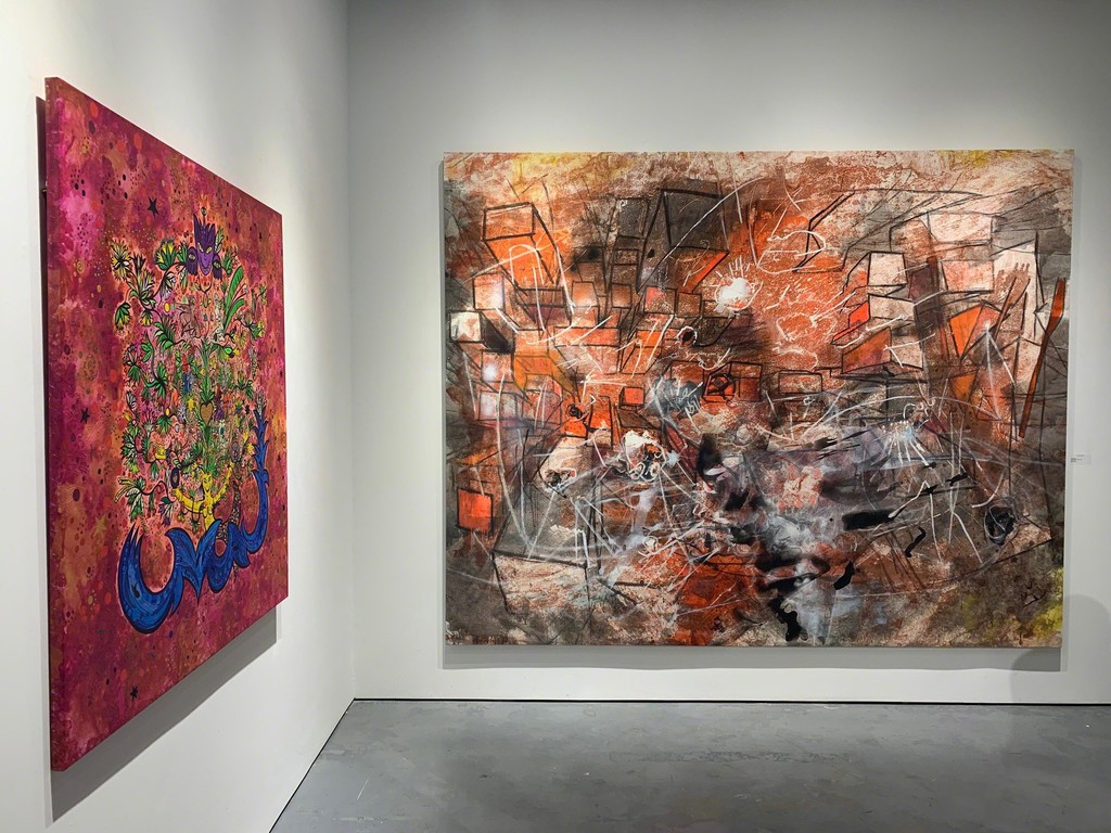 "L'Arbre des Anciens" and "I Saw and Shut The Silence" in the "Two Generations: Roberto Matta & Federica Matta" exhibition "L'Arbre des Anciens" and "I Saw and Shut The Silence" in the "Two Generations: Roberto Matta & Federica Matta" exhibition