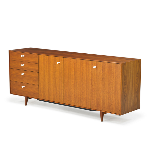 George Nelson, ‘Thin Edge Cabinet, Zeeland, MI’, 1950s, Design/Decorative Art, Walnut, Aluminum, Porcelain, Rago/Wright