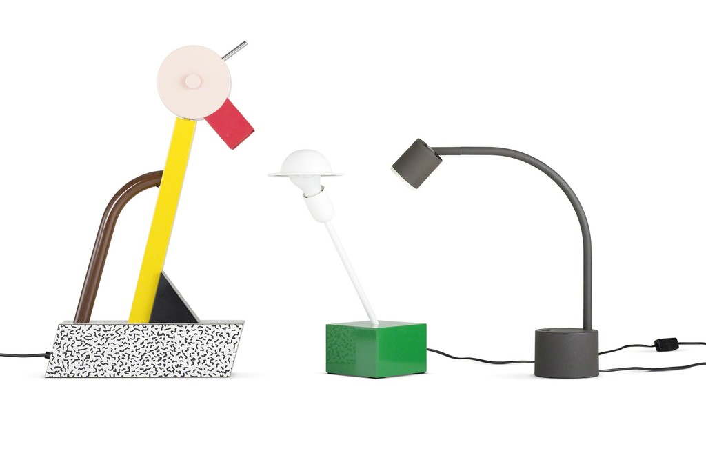 Left: Tahiti, table lamp, 1981, Manufacturer: Memphis,
Middle: Nr. 20084, Don, table lamp, 1977,
Manufacturer: Stilnovo spa,
Right: Halo Click, table lamp, approx. 1988,
Manufacturer: Philips,
© Vitra Design Museum, Photo: Jürgen Hans Left: Tahiti, table lamp, 1981, Manufacturer: Memphis,
Middle: Nr. 20084, Don, table lamp, 1977,
Manufacturer: Stilnovo spa,
Right: Halo Click, table lamp, approx. 1988,
Manufacturer: Philips,
© Vitra Design Museum, Photo: Jürgen Hans