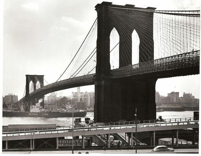 Andreas Feininger, ‘Mitsui Line ship passing under Brooklyn Bridge on the East River’, 1954, GALLERY M