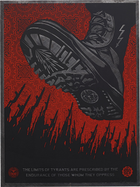 Shepard Fairey, ‘TYRANT BOOT METAL’, 2010, Print, Silkscreen on aluminium, Phillips