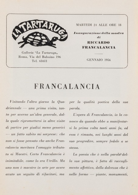 Riccardo Francalancia, ‘Bollettino’, Finarte
