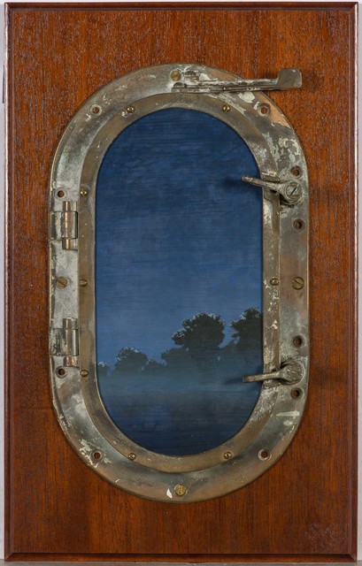 Stephen Hannock, ‘Untitled (Porthole)’, Drawing, Collage or other Work on Paper, Oil on inset panel, with oil on inset panel (two works mounted in a found metal hinged porthole), Doyle