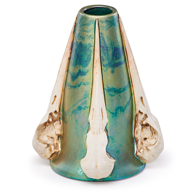 Zsolnay, Pècs Factory, ‘Vase With Bird Skulls, Pecs, Hungary’, ca. 1900, Rago/Wright