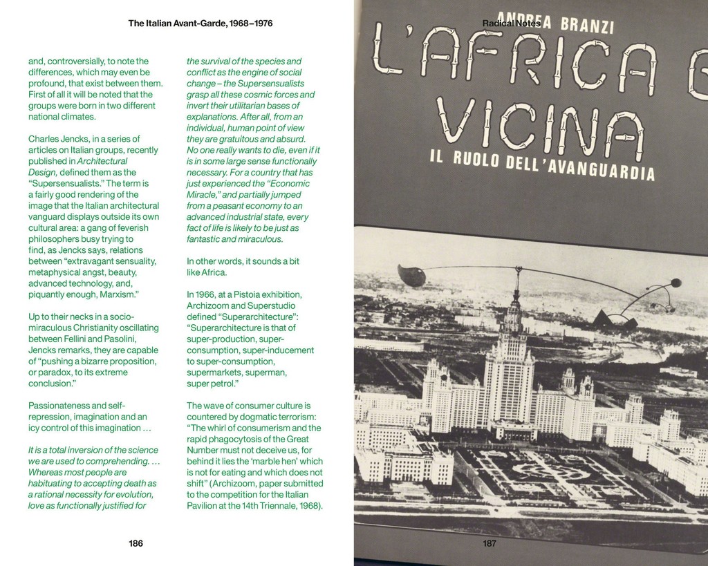 Image: Frontispiece of Andrea Branzi, “L’Africa è vicina,” Casabella, no. 364, 1972. From Andrea Branzi, “Radical Notes,” in EP1: The Italian Avant-Garde, 1968–1976, Berlin: Sternberg Press, 2013. Courtesy of Verina Gfader. Image: Frontispiece of Andrea Branzi, “L’Africa è vicina,” Casabella, no. 364, 1972. From Andrea Branzi, “Radical Notes,” in EP1: The Italian Avant-Garde, 1968–1976, Berlin: Sternberg Press, 2013. Courtesy of Verina Gfader.