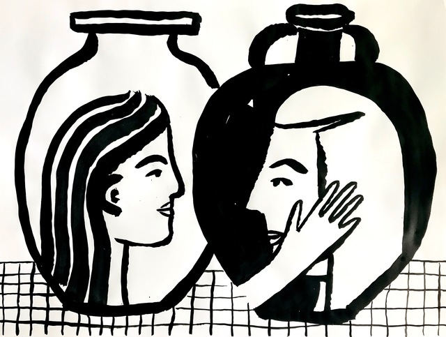 Carissa Potter, ‘Two Vases Overlapping Just Slightly’, 2019, Drawing, Collage or other Work on Paper, Sumi ink on paper, Eleanor Harwood Gallery
