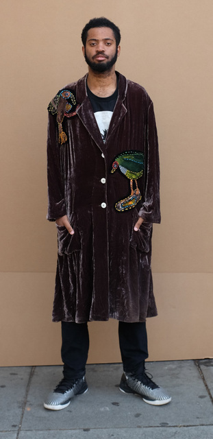 Anne Slater, ‘Untitled (Velvet Robe)’, 2018, Fashion Design and Wearable Art, Embroidery on velvet robe, modeled by Joseph Green, Creativity Explored