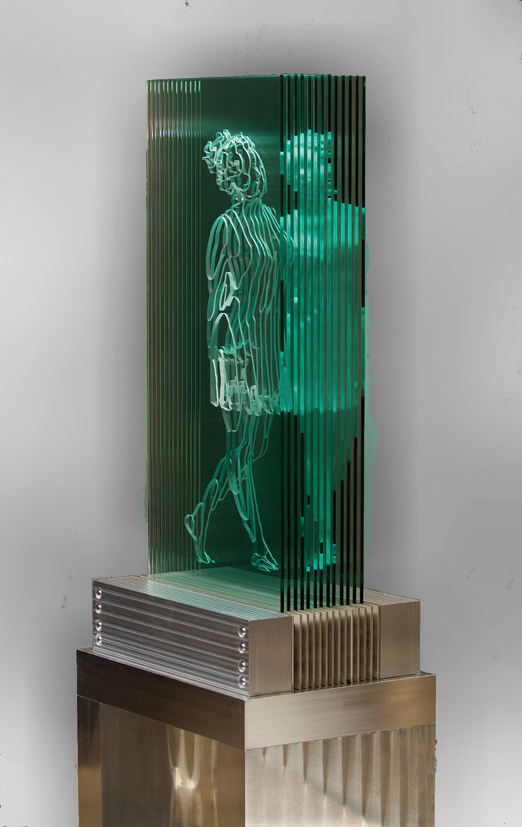 JED MALITZ - Siren - Carved glass, aluminum, stainless - 72”x 26”x 18.5” JED MALITZ - Siren - Carved glass, aluminum, stainless - 72”x 26”x 18.5”