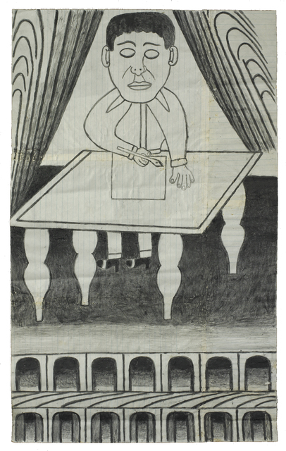 Martín Ramírez, ‘Untitled (Man at Desk)’, c. 1960-63, Robert Berman Gallery