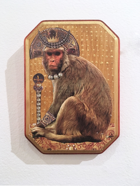 Deming King Harriman, ‘Monkey King’, 2019, Drawing, Collage or other Work on Paper, Acrylic and collage on wood, Deep Space Gallery