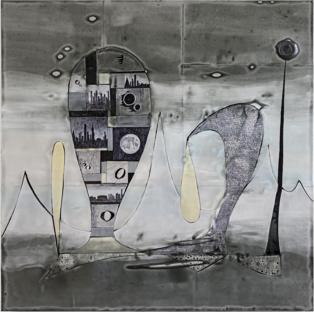 Russell Crotty, ‘Epic Moon’, 2019, Painting, Ink, acrylic, plastic, fiberglass, and tinted bio-resin on paper on wood, Shoshana Wayne Gallery